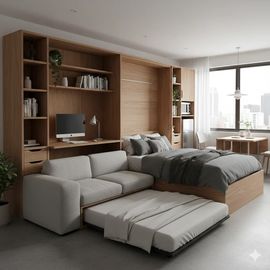 Multi-functional furniture for studio apartment